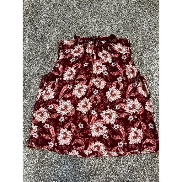 Ann Taylor Women's Petite LP Tank Top Red & Pink Floral (Pre-Loved) - Picture 5 of 8